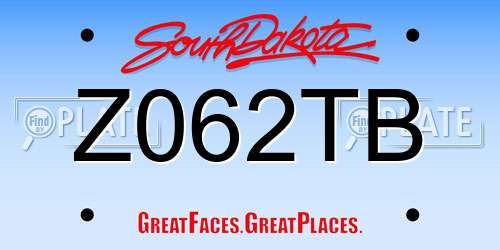 Z062TB South Dakota License Plate