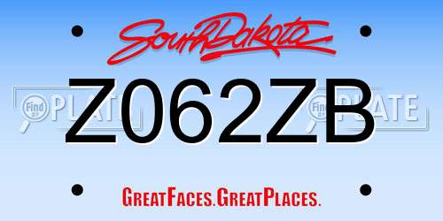 Z062ZB South Dakota License Plate