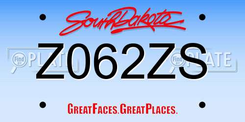 Z062ZS South Dakota License Plate