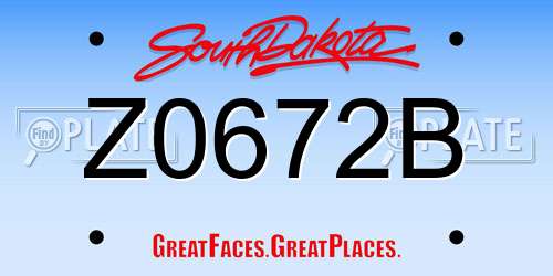 Z0672B South Dakota License Plate