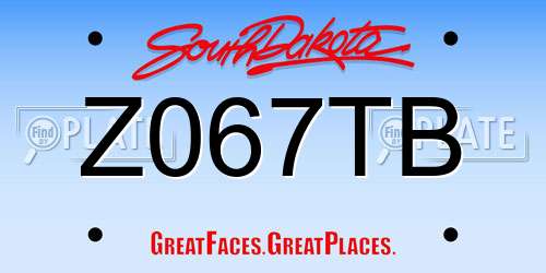 Z067TB South Dakota License Plate