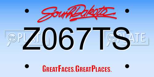 Z067TS South Dakota License Plate