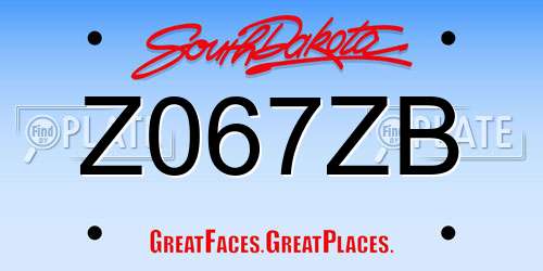 Z067ZB South Dakota License Plate