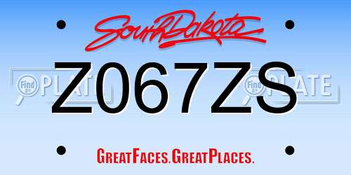 Z067ZS South Dakota License Plate