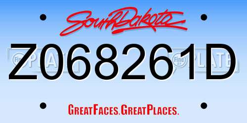 Z068261D South Dakota License Plate