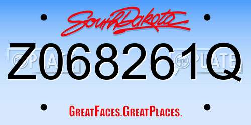 Z068261Q South Dakota License Plate