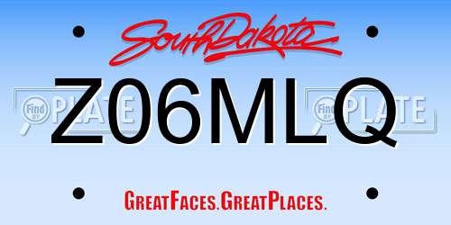 Z06MLQ South Dakota License Plate