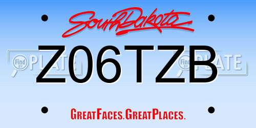 Z06TZB South Dakota License Plate