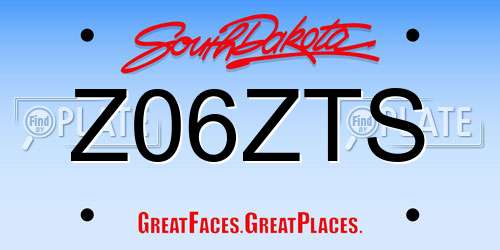 Z06ZTS South Dakota License Plate