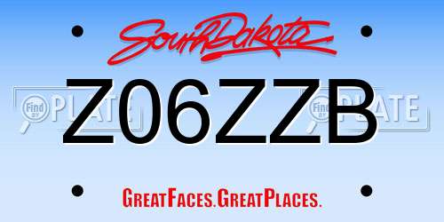Z06ZZB South Dakota License Plate
