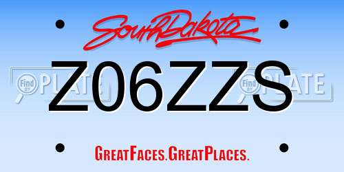 Z06ZZS South Dakota License Plate
