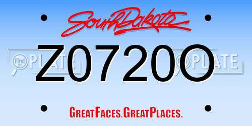 Z0720O South Dakota License Plate
