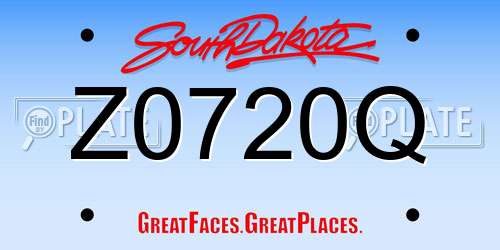 Z0720Q South Dakota License Plate