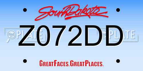 Z072DD South Dakota License Plate
