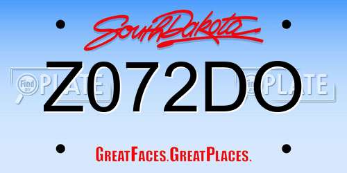 Z072DO South Dakota License Plate