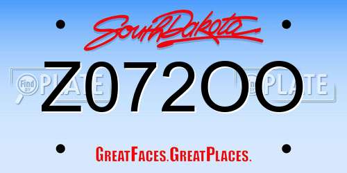 Z072OO South Dakota License Plate