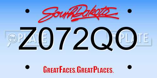 Z072QO South Dakota License Plate