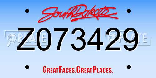 Z073429 South Dakota License Plate
