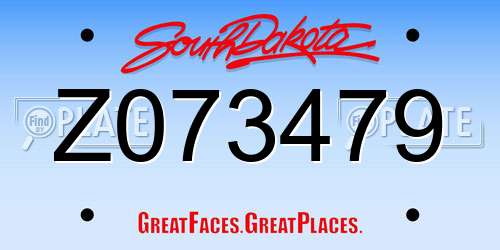 Z073479 South Dakota License Plate