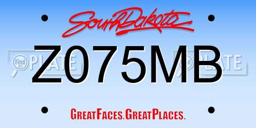 Z075MB South Dakota License Plate