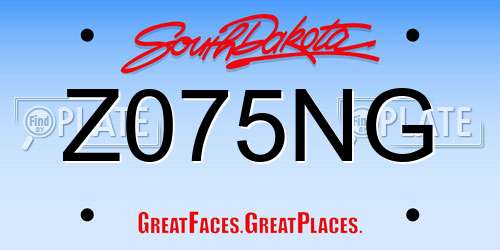 Z075NG South Dakota License Plate