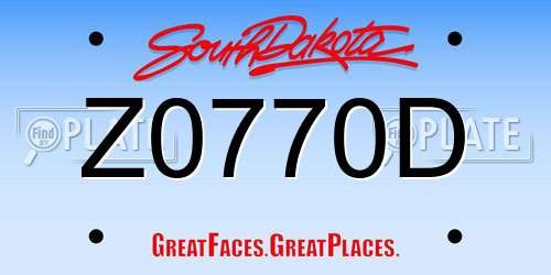Z0770D South Dakota License Plate