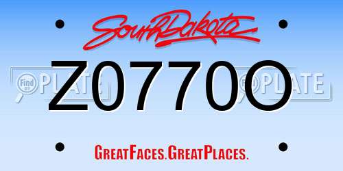 Z0770O South Dakota License Plate