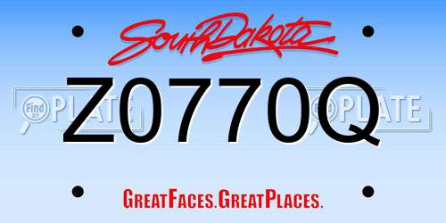 Z0770Q South Dakota License Plate