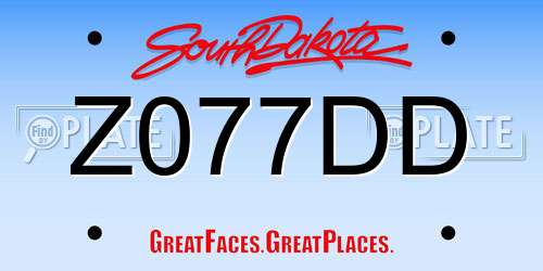 Z077DD South Dakota License Plate