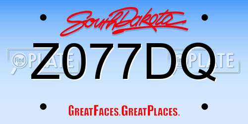 Z077DQ South Dakota License Plate