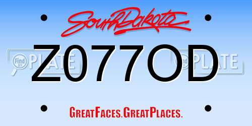 Z077OD South Dakota License Plate