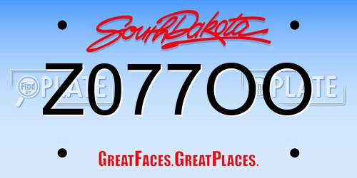 Z077OO South Dakota License Plate