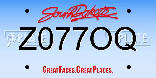 Z077OQ South Dakota License Plate