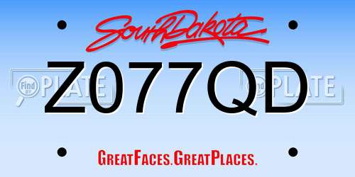 Z077QD South Dakota License Plate