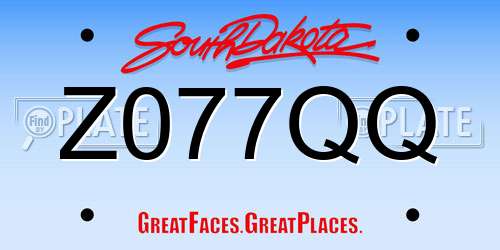 Z077QQ South Dakota License Plate