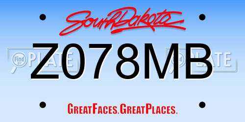 Z078MB South Dakota License Plate