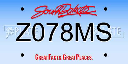 Z078MS South Dakota License Plate