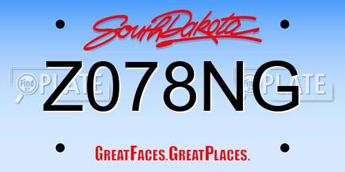 Z078NG South Dakota License Plate