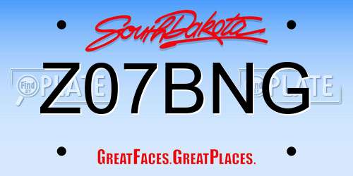 Z07BNG South Dakota License Plate