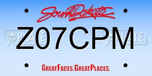 Z07CPM South Dakota License Plate