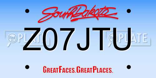 Z07JTU South Dakota License Plate