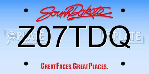 Z07TDQ South Dakota License Plate