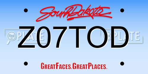 Z07TOD South Dakota License Plate