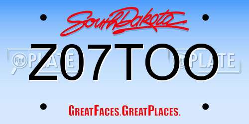 Z07TOO South Dakota License Plate