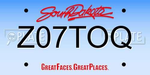 Z07TOQ South Dakota License Plate