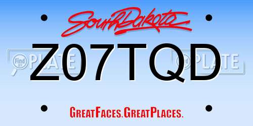 Z07TQD South Dakota License Plate