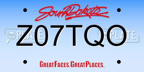 Z07TQO South Dakota License Plate