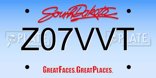 Z07VVT South Dakota License Plate