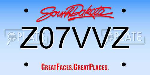 Z07VVZ South Dakota License Plate