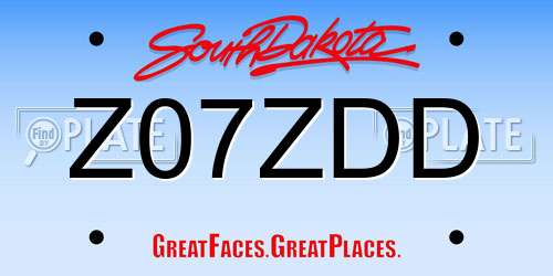 Z07ZDD South Dakota License Plate